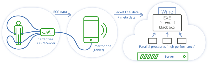 ECG recorder, smartphone and server integration developed by Ardas Group
