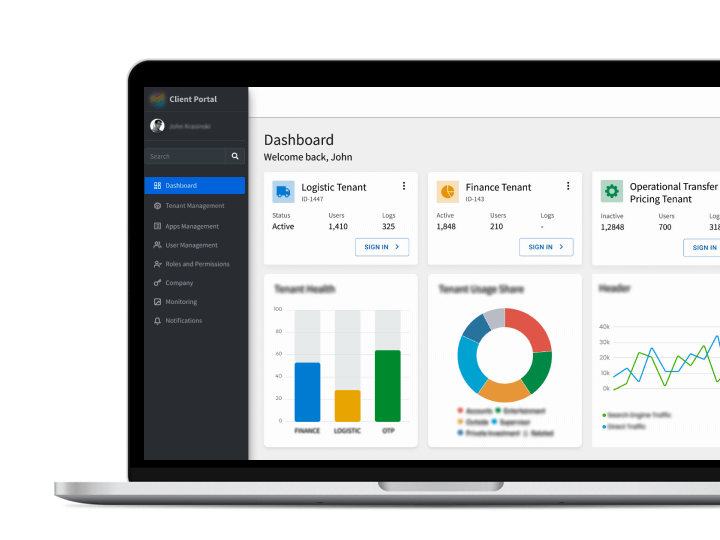 Multi-tenant Enterprise Client Portal for AI and Big Data Company