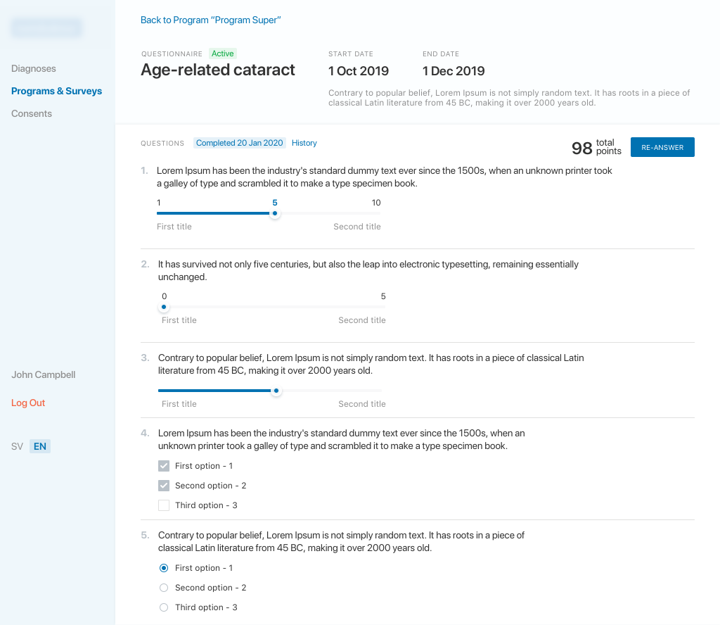 Healthcare SaaS platform, screen 2