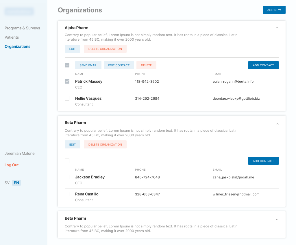 A healthcare SaaS to collect disease and medicine information, screen 5