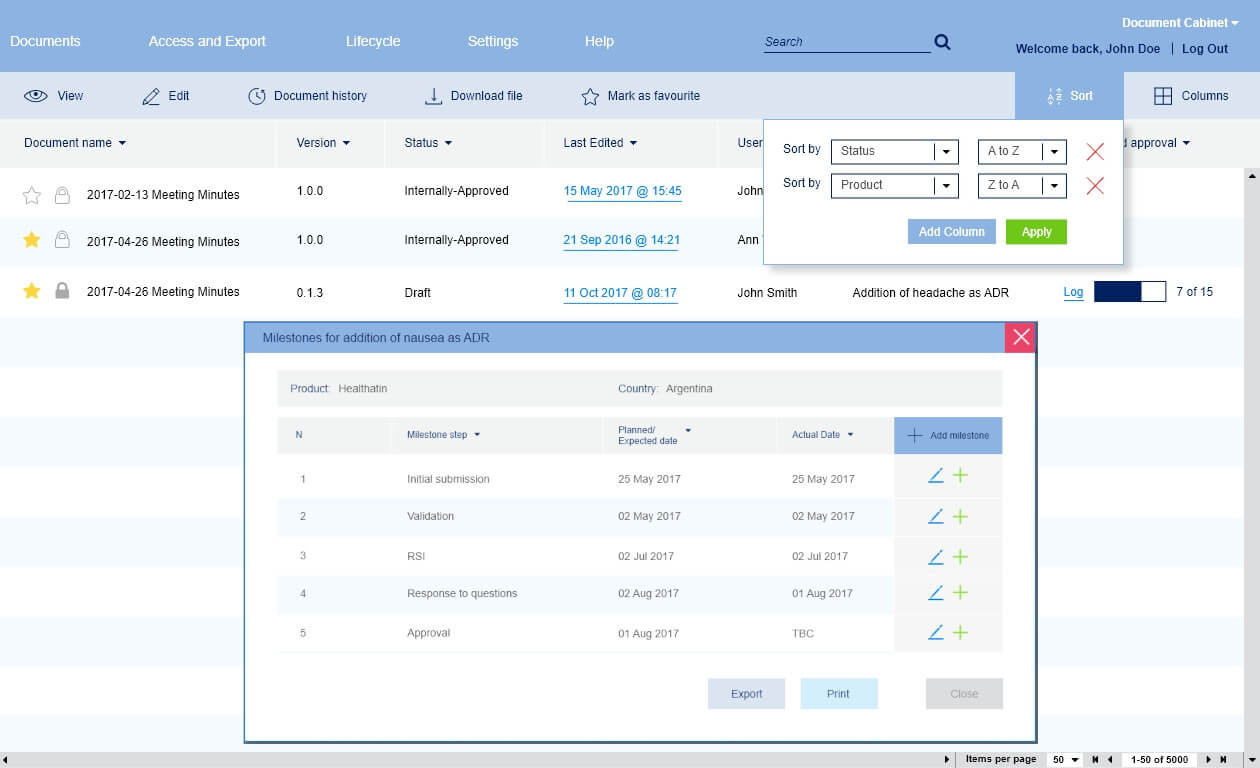 A SaaS for pharmaceutical companies, screen 3